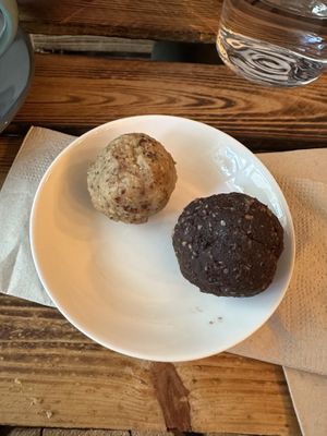 Macadamia nut and chocolate walnut energy balls  at Coffee + Matcha Bar in Basel