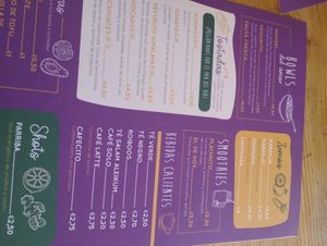 Menu at Alubia plant power in Mallorca