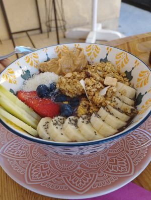 Acai burger at Alubia plant power in Mallorca