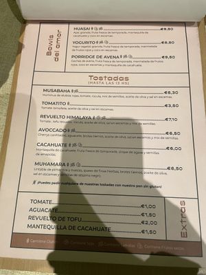 Menu  at Alubia plant power in Mallorca