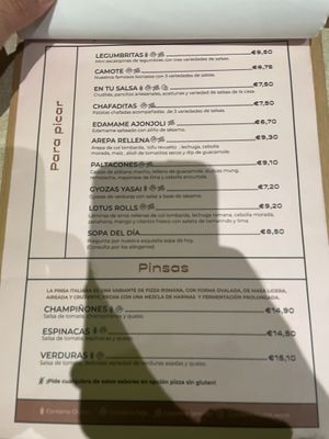 Menu  at Alubia plant power in Mallorca