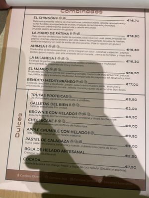 Menu  at Alubia plant power in Mallorca