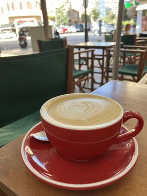 Oat milk coffee   at Alubia plant power in Mallorca