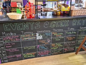 Events board at Geek Retreat in Torquay