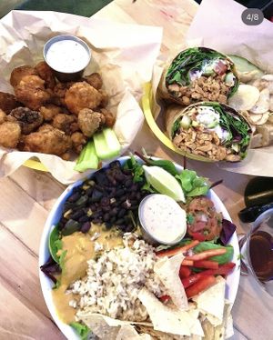 Buffalo cauliflower, Buffalo wrap, & burrito bowl   at North Star Lounge in Ann Arbor