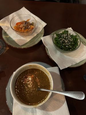 Lentil soup with salads.  at ŠMAK in Bratislava