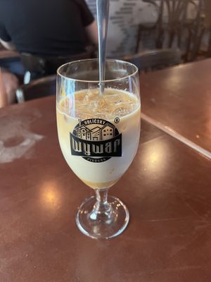 Ice coffee with oat milk and cinnamon  at ŠMAK in Bratislava