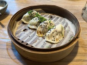 spinach and tofu / baked pumpkin and peanuts dumplings   at Dim Sum Spot - Anděl in Prague