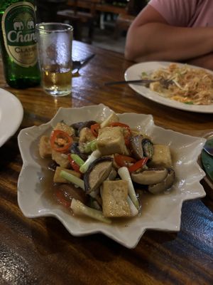 Stir fried tofu with Shitake mushroom and Chinese celery  at Paradise Pearl in Koh Phi Phi