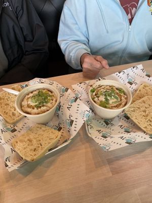 Red lentil chili with ciabatta roll    at Earth Aloha Eats in Kihei