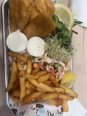 Fish and chips  at Earth Aloha Eats in Kihei