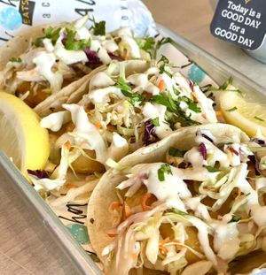 Golden “fish” tacos 🌮   at Earth Aloha Eats in Kihei