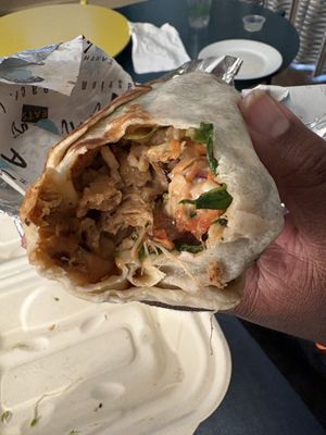 Close up of chicken gyro wrap  at Earth Aloha Eats in Kihei