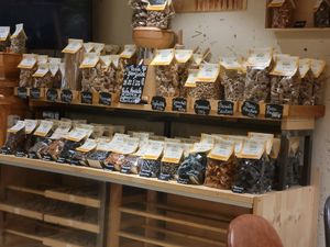 Dried pastas to go include traditional as well as playful ones like spirulina and coffee at Fabbrica del Grano - Grani Antichi in Milan