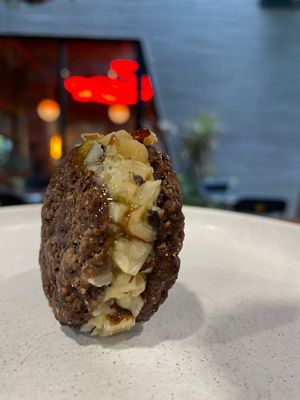 Alfajor 
Chocolate cookie filled with creamy passion fruit ice cream
 at Coraje Vegan in Medellin