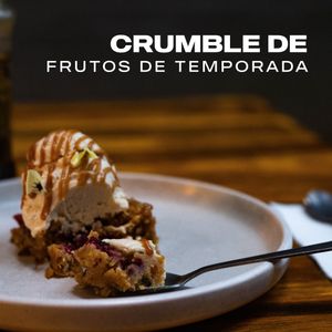 Gluten Free
Crumble with Seasonal Fruits and Ice cream  at Coraje Vegan in Medellin