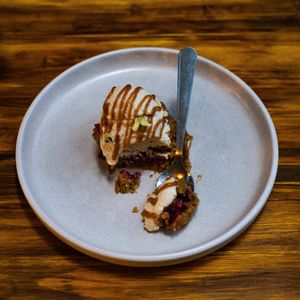 Gluten Free
Crumble with Seasonal Fruits and Ice cream  at Coraje Vegan in Medellin