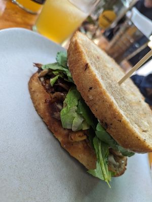 Mushroom and avocado toast at Coraje Vegan in Medellin