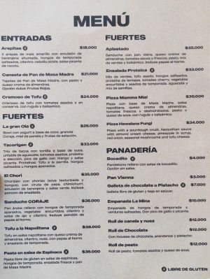 Menú actualizado at Coraje Vegan in Medellin