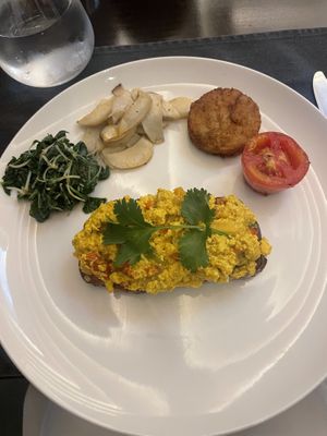 Scrambled tofu   at Jaya House River Park in Siem Reap