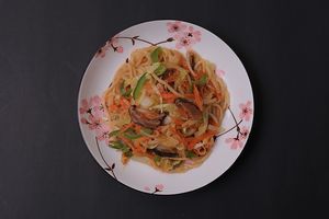 Yaki Udon - Cooked with our fresh noodles and vegetables. A Japanese staple, simple yet packed with flavors at ARITO - Japanese Vegetarian Fusion in Bangkok