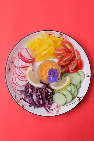 Rainbow Salad - The Rainbow Salad Includes fresh nutritious veggies served with ginger carrot dressing. Ideal for an energy boost. at ARITO - Japanese Vegetarian Fusion in Bangkok