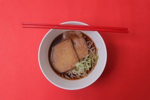 Kitsune Soba - Heart-warming bowl of fresh Soba served with warm delicious broth, juicy tofu, and scallions. at ARITO - Japanese Vegetarian Fusion in Bangkok