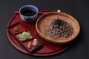 Zaru Soba - Soba noodles chilled and served in a bamboo basket alongside intense tsuyu sauce. at ARITO - Japanese Vegetarian Fusion in Bangkok