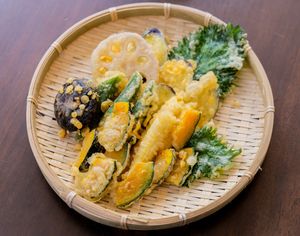 Tempura - Vegetables coated with seasoned batter, deep fried till crispy. at ARITO - Japanese Vegetarian Fusion in Bangkok