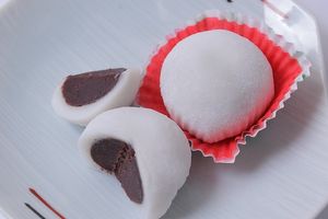 Green Bean Daifuku - Tastful dessert prepared with glutinous rice flour filled with nutty red bean paste at ARITO - Japanese Vegetarian Fusion in Bangkok