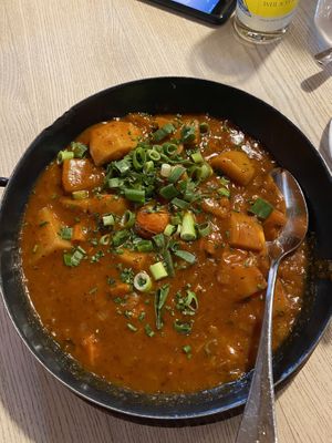“goulash” with potatoes, carrots topped with spring onions and chives   at Leithe Wirt in Serfaus