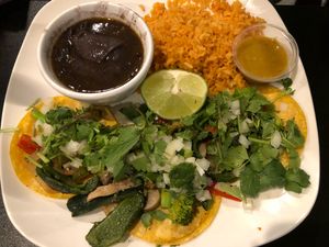 Vegan Tacos W/ Black Beans & Rice at Botanas Restaurant and Bar in Branson