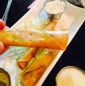 Vegan rolled tacos!!!  Filled with broccoli, mushrooms and poblano peppers at Botanas Restaurant and Bar in Branson