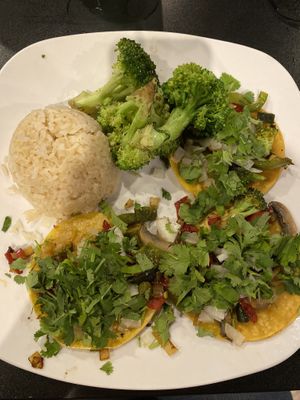 Street Vegan Tacos and coconut rice! at Botanas Restaurant and Bar in Branson