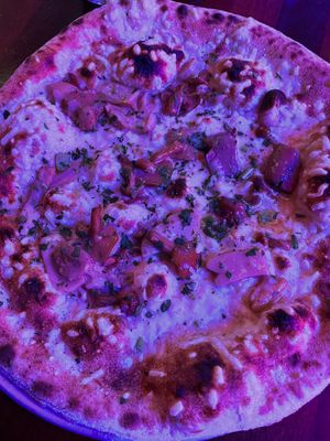 DAY TRIPPIN - vegan cheese, wild mushrooms, truffle oil and parsley. at Civerinos in Edinburgh