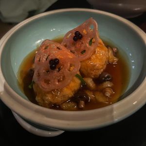 Stuffed bean curd with mushroom essence  at Hakkasan - Mayfair in London