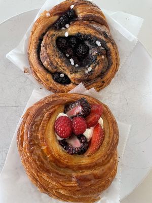 Black sesame and blackberry danish; and lemon berry danish.   at Bakers Bench - Pop-up in Los Angeles