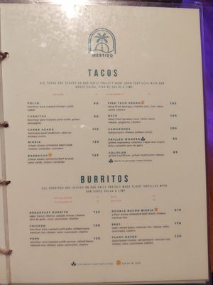 Menu at Mestizo in Iloilo City