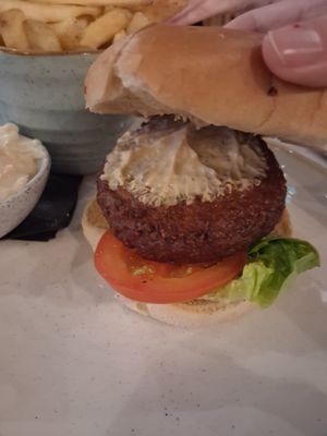 Beyond burger at Leaf Cafe in Liverpool