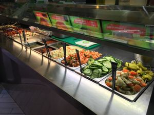 Salad bar, mostly vegan at Maoz - Xavier Privas in Paris