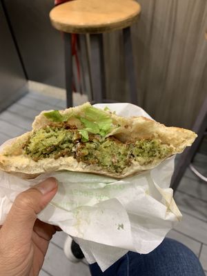 Was really hungry and sorry if all you see is a half eaten falafel pita! at Maoz - Xavier Privas in Paris