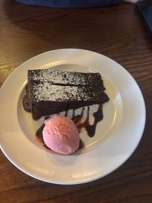 Vegan fudge cake and sorbet! at The Commodore Inn in Grange-over-sands
