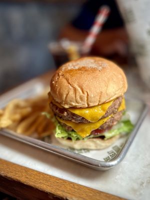 The Great Plant Based Double Cheeseburger   at The Great Burger Stand in Tokyo