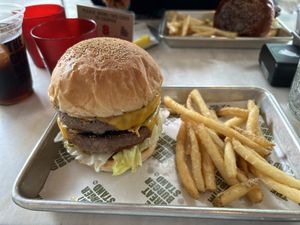 Vegan double cheeseburger   at The Great Burger Stand in Tokyo