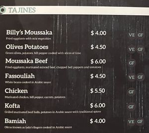 Menu 2 of 5 - Tajines  at The Tajine in Siem Reap