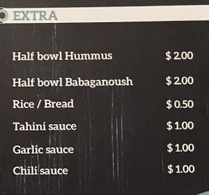 Menu 5 of 5 - Extras  at The Tajine in Siem Reap