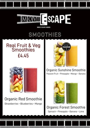 Sample menu 05/25 at moviESCAPE in Stockport