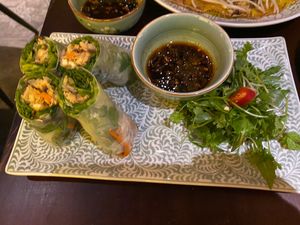 Can’t resist a spring roll!  at V Vegan in Hoi An