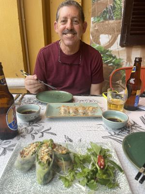 Veggie spring rolls and dumplings  at V Vegan in Hoi An
