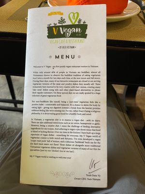 Menu at V Vegan in Hoi An